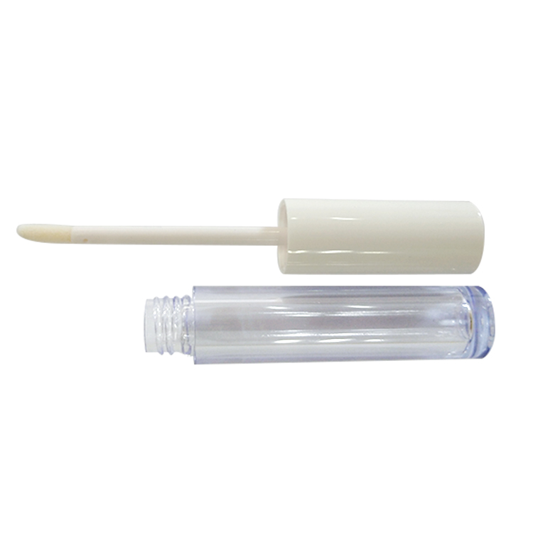 Factory custom cosmetic cases round plastic empty tube lipgloss case packaging with lip brush